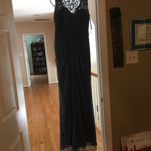 Steel Blue Empire Bridesmaid dress